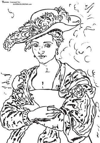 The Straw Hat By Peter Paul Rubens Coloring Page